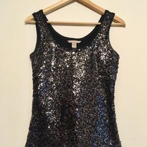 Banana Republic black sequined tank